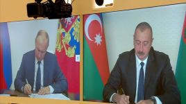 Президент Азербайджана Ильхам Алиев и Президент России Владимир Путин встретились в формате видеоконференции (ФОТО)