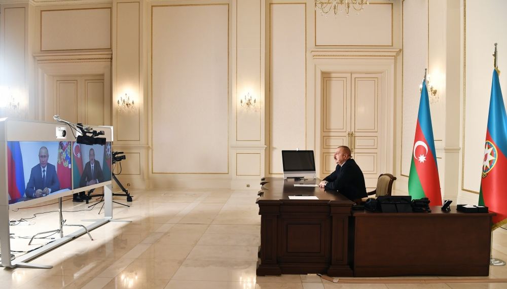 Президент Азербайджана Ильхам Алиев и Президент России Владимир Путин встретились в формате видеоконференции (ФОТО)
