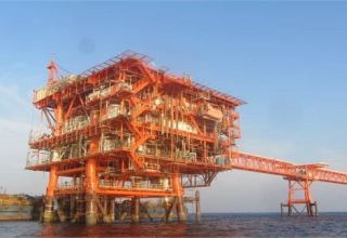 Oil platforms under construction at Iranian Offshore Oil Company