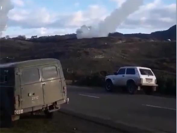 Armenian media spreads video 'Smerch' missile strikes on Azerbaijani settlements (VIDEO)