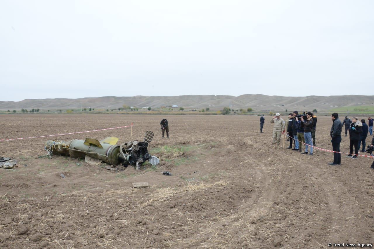 Journalists in liberated Fuzuli shown 'Tochka-U' missile wreckage - results of Armenian attacks (PHOTO/VIDEO)