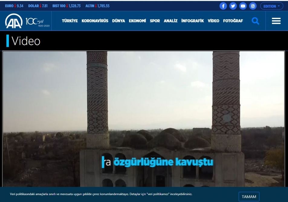 Anadolu agentliyi Ağdam rayonunun görüntülərini əks etdirən videomaterial yayımlayıb (FOTO)