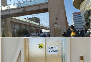 "Şamaxı yolu"ndakı yerüstü piyada keçidinin lifti bərpa olundu (FOTO)