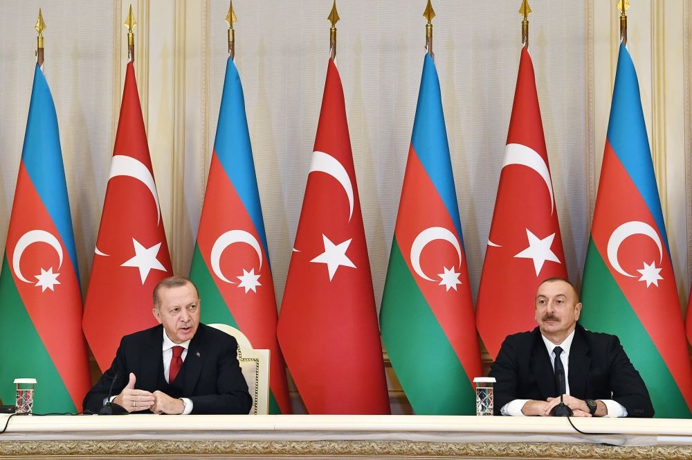 Президенты Азербайджана и Турции выступили с заявлениями для печати (ФОТО/ВИДЕО)