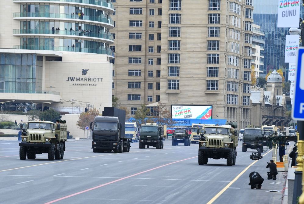 Azerbaijan holds military parade dedicated to victory in Patriotic War with participation of Azerbaijani, Turkish presidents (PHOTO)