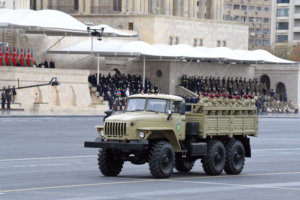 Azerbaijan holds military parade dedicated to victory in Patriotic War with participation of Azerbaijani, Turkish presidents (PHOTO)