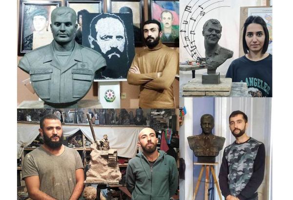Молодые скульпторы увековечивают  историческую победу Азербайджана в бюстах, памятниках и барельефах (ВИДЕО,ФОТО)