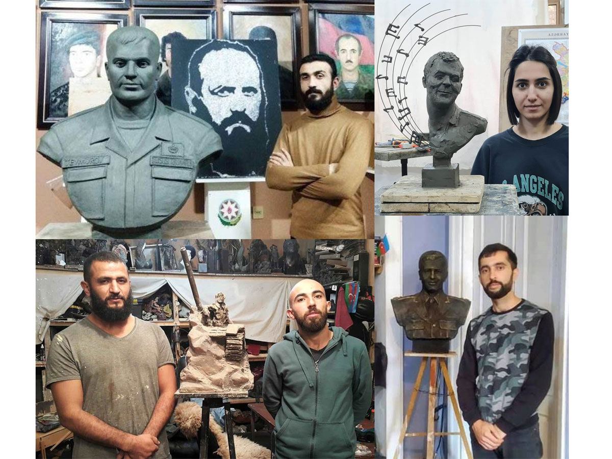 Молодые скульпторы увековечивают  историческую победу Азербайджана в бюстах, памятниках и барельефах (ВИДЕО,ФОТО)