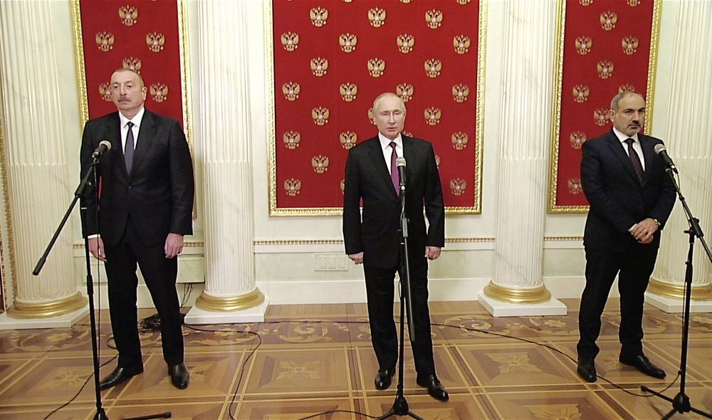 Russian president, Azerbaijani president, and Armenian PM make press statements (PHOTO) (UPDATE)