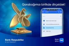 Банк Республика создал возможность перечисления средств в «Фонд Возрождения Карабаха» через приложение Mobil Şöbə
