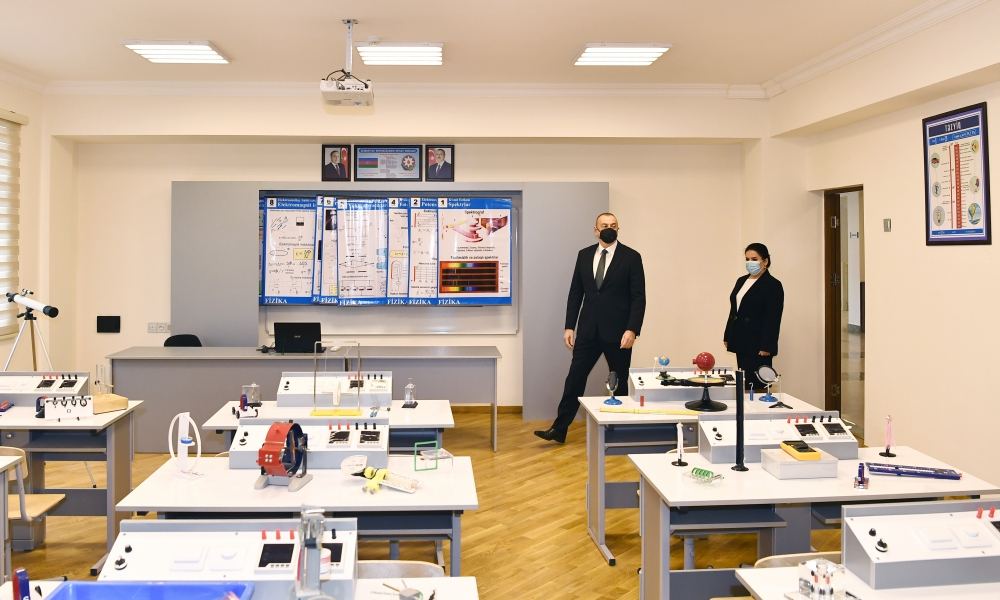 Azerbaijani president views conditions created at reconstructed schools in Sabunchu, Surakhani (PHOTO)