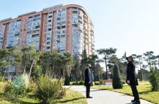 Azerbaijani president, first lady attend opening of new forest park in Yasamal district (PHOTO)