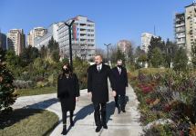 Azerbaijani president, first lady attend opening of new forest park in Yasamal district (PHOTO)