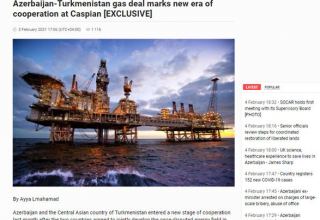 Azernews newspaper publishes article on gas agreement between Azerbaijan, Turkmenistan