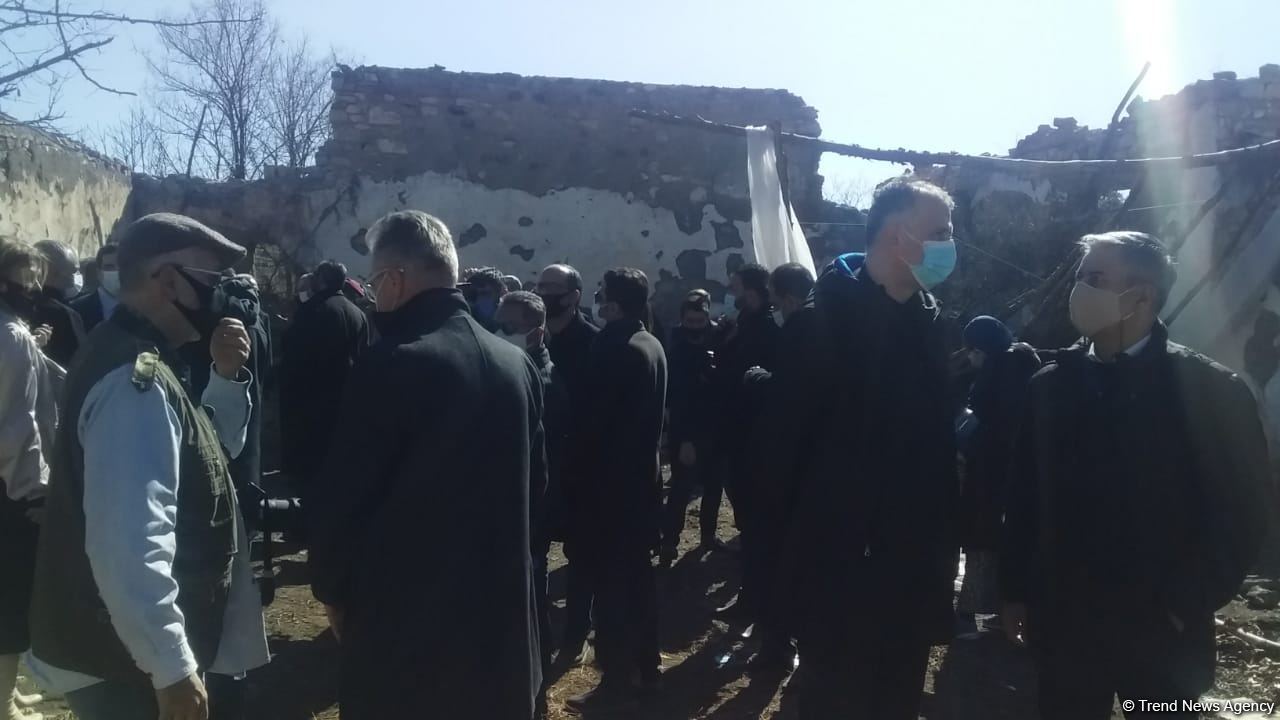 Foreign diplomats view Armenian-destroyed culture house in Azerbaijan's Jabrayil (PHOTO/VIDEO)