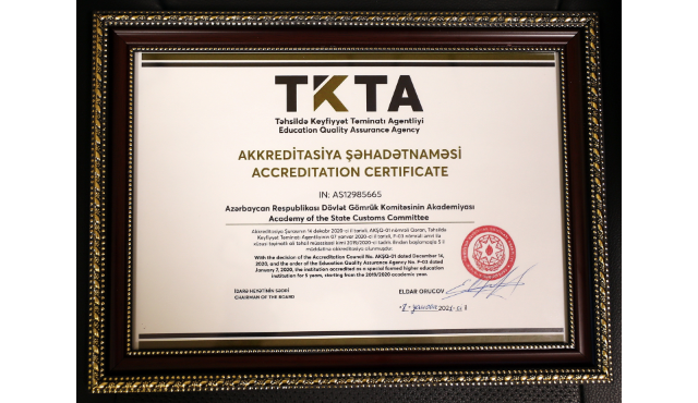 Gömrük Akademiyasının fəaliyyəti Akkreditasiya Komissiyası tərəfindən yüksək qiymətləndirilib (FOTO)