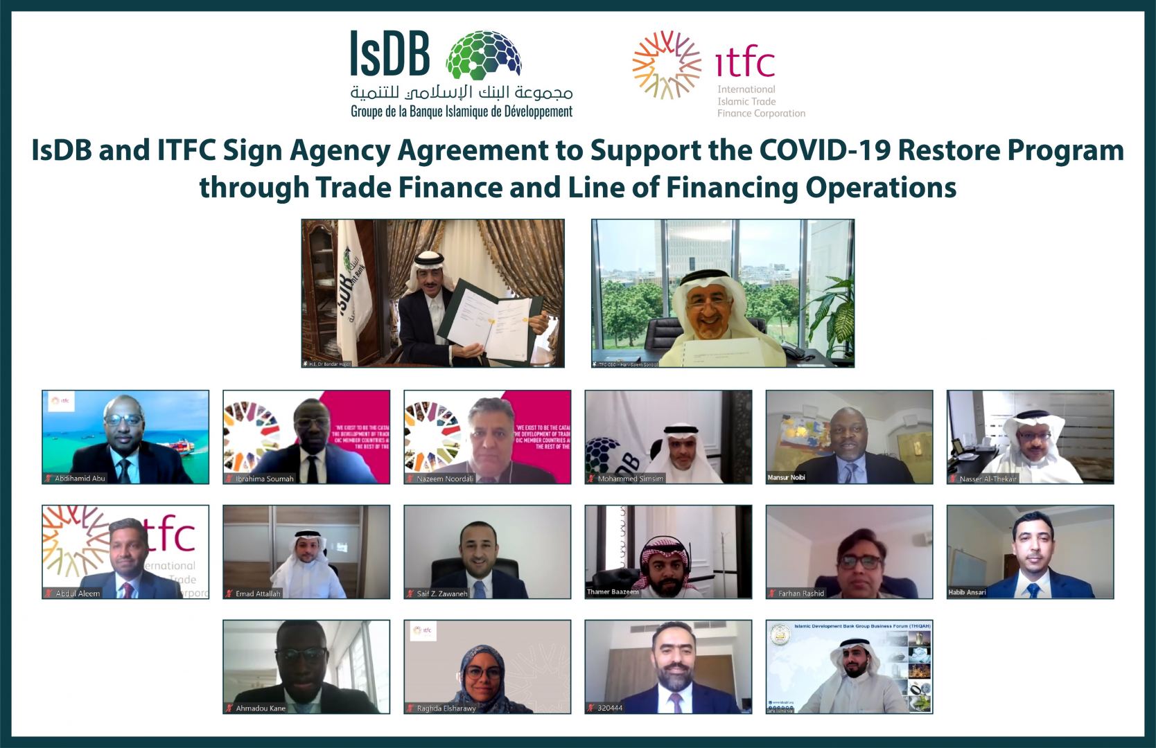 IsDB and ITFC Sign Agency Agreement to Support COVID-19 Restore Program through Trade Finance and Line of Financing Operations