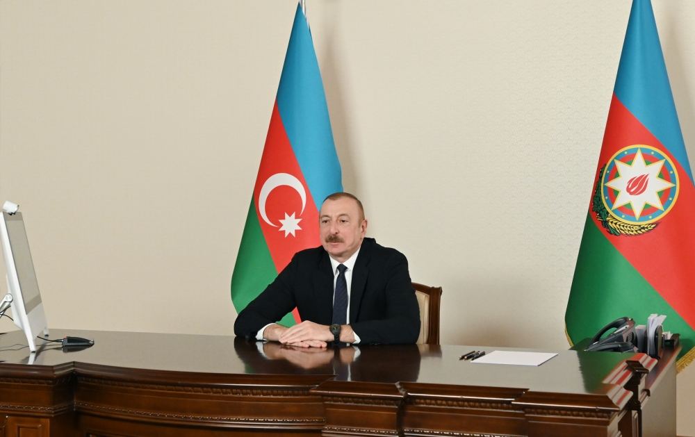 Azerbaijani president receives co-chair of Nizami Ganjavi International Center in video format (PHOTO)