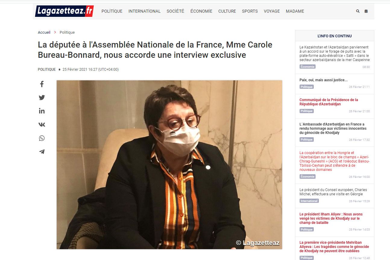 В Нацассамблее Франции готовится предложение по принятию резолюций, отражающих правду о Карабахе - интервью французского депутата газете "Lagazetteaz.fr"