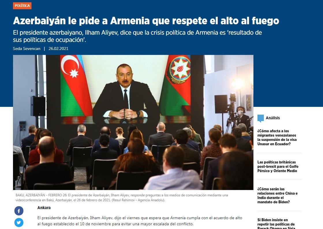 Испаноязычные СМИ широко осветили пресс-конференцию Президента Ильхама Алиева (ФОТО)