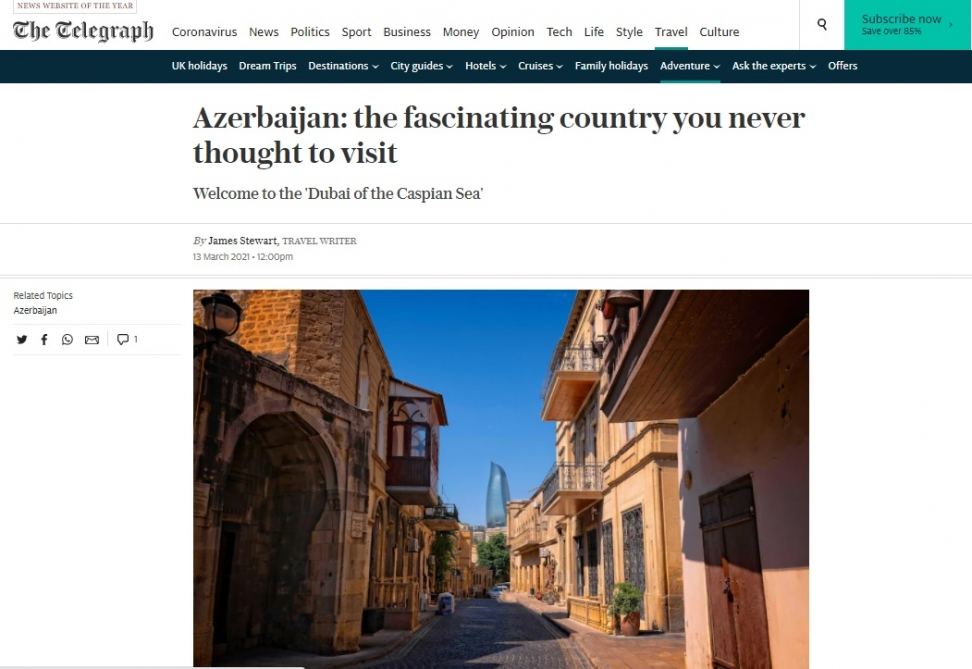 Британский журналист поделился впечатлениями об Азербайджане в статье, опубликованной в The Telegraph