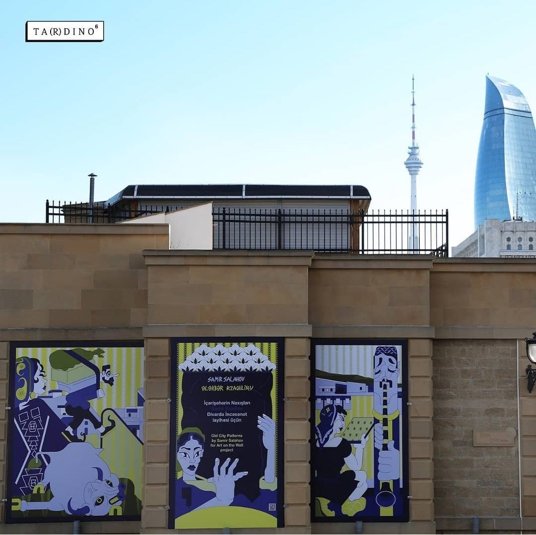 На фасаде здания в Ичери шехер представлены работы Самира Салахова (ФОТО)
