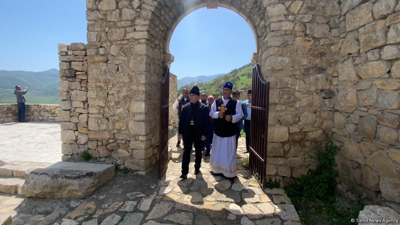 Azerbaijan's Albanian-Udi Christian community members visit ancient temple in Tugh - Trend TV (PHOTO)