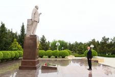 Президент Ильхам Алиев прибыл в Гаджигабульский район (ФОТО/ВИДЕО)