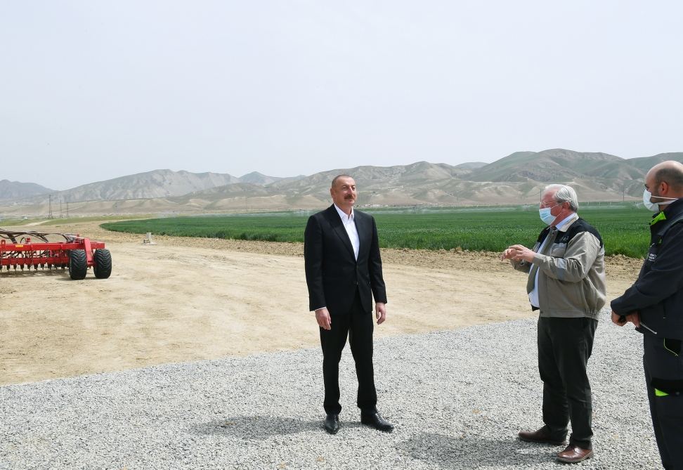 Президент Ильхам Алиев принял участие в презентации агропарка ООО Aqro Dairy в Гаджигабуле (ФОТО) (Версия 2)