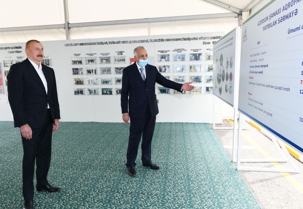 Президент Ильхам Алиев принял участие в открытии «Шамахинского агропарка Азерсун» (ФОТО) (Версия 2)
