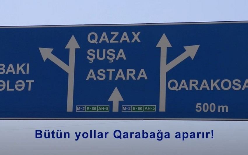 На дорогах Азербайджана продолжается установка инфощитов с направлением и расстоянием до освобожденных территорий (ВИДЕО)