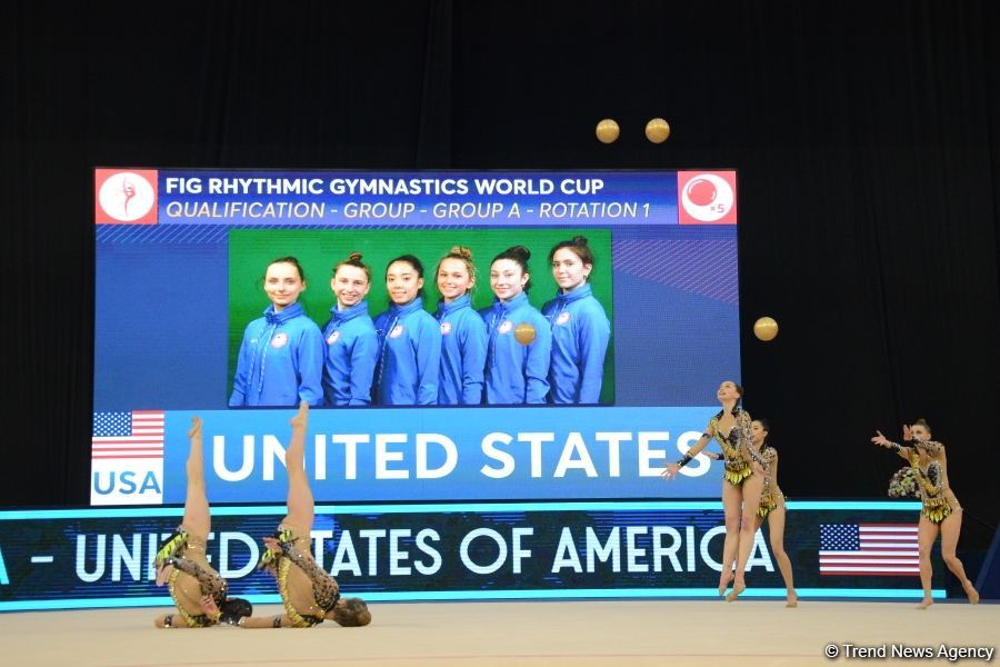 Group teams perform at National Gymnastics Arena as part of Rhythmic Gymnastics World Cup in Baku (PHOTO)