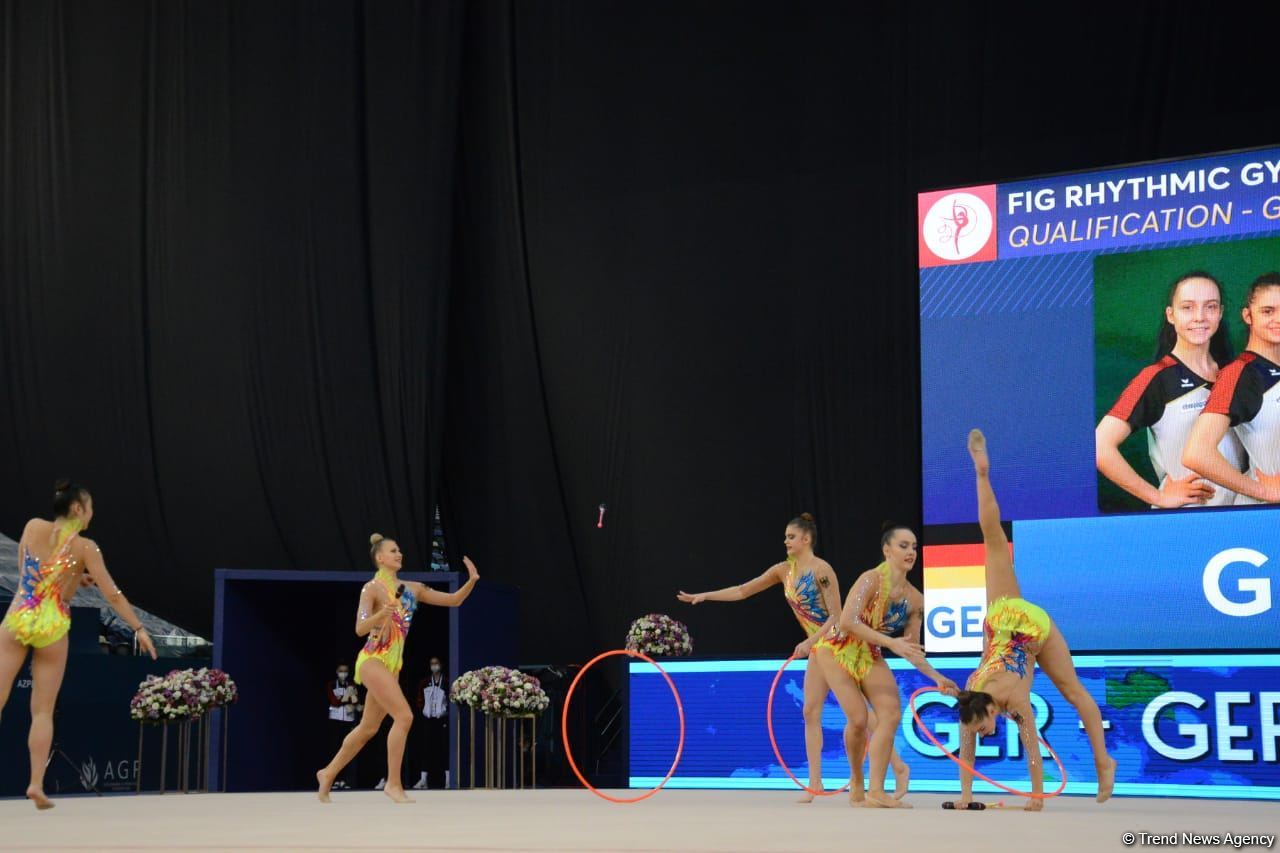 Group team competitions underway in Baku as part of Rhythmic Gymnastics World Cup (PHOTO)