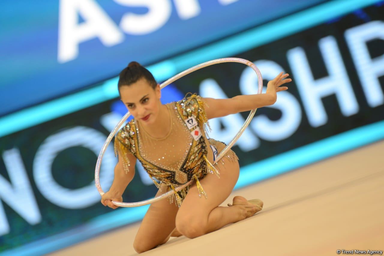 Israeli gymnast grabs gold in exercise with hoop at Rhythmic Gymnastics World Cup in Baku