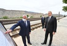 President Ilham Aliyev views Ordubad railway station (PHOTO)