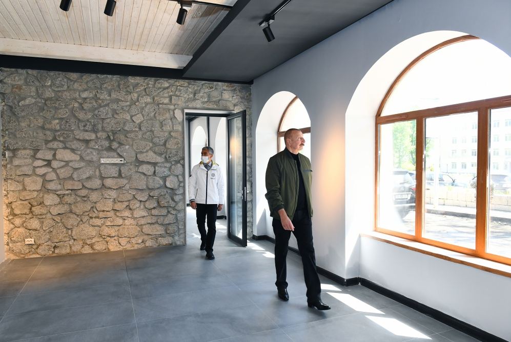 President Ilham Aliyev views work done at Shusha Art Gallery