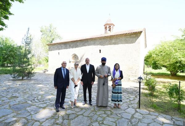 Azerbaijani president, first lady visit secondary school No 1 and Saint Elisæus Jotaari Church in Nij settlement, Gabala (PHOTO)