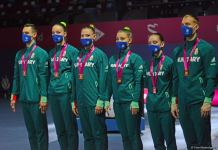 В Баку состоялась церемония награждения победителей ЧМ по аэробной гимнастике в командном зачете (ФОТО)