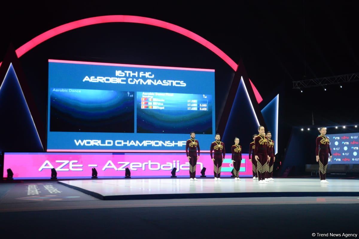 Azerbaijani team takes first place at World Aerobic Gymnastics Championships in aerodance program (PHOTO)