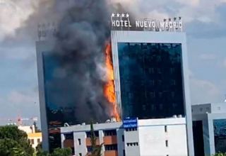 Крупный пожар охватил один из отелей Мадрида