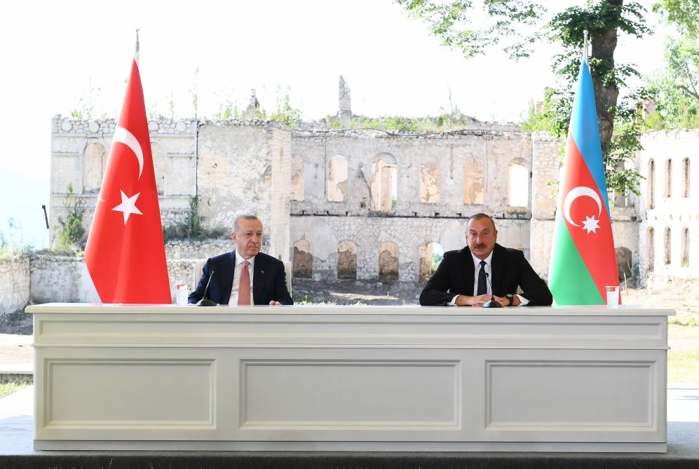 Azerbaijani and Turkish flags waving in Shusha today show our unity - President Aliyev