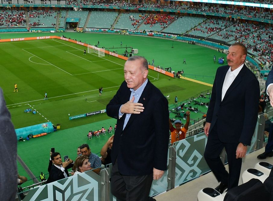 Azerbaijani, Turkish presidents watch Turkey vs Wales ...
