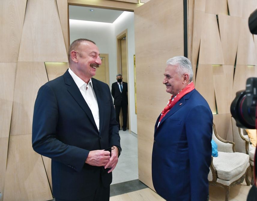 Президенты Ильхам Алиев и Реджеп Тайип Эрдоган наблюдали за матчем Турция-Уэльс на Бакинском Олимпийском стадионе