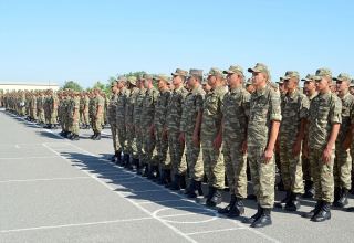 Azerbaijani servicemen in reserve conducting drills