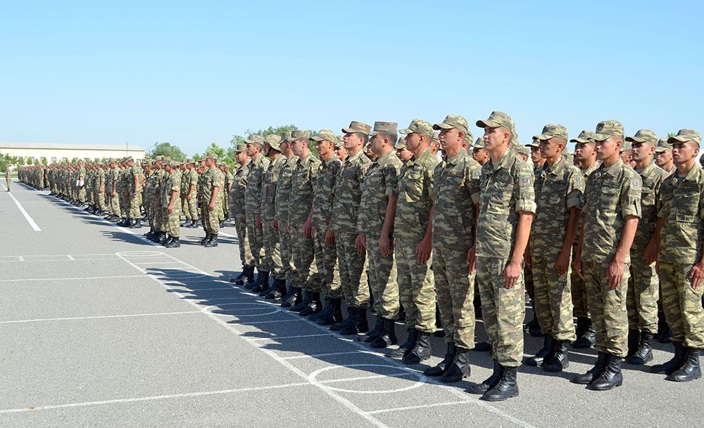 Azerbaijani servicemen in reserve conducting drills