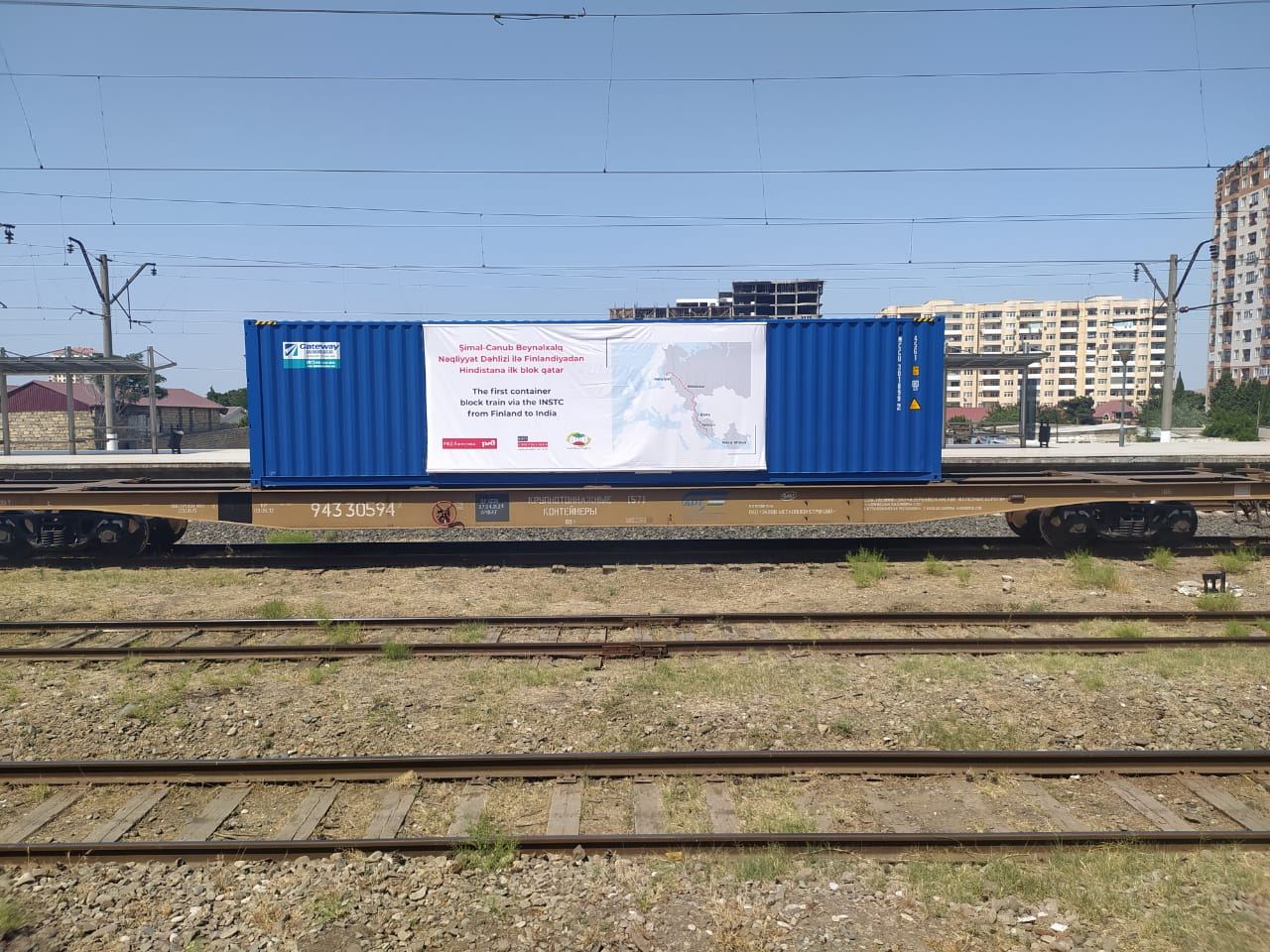 First block train along North-South corridor arrives in Azerbaijan (PHOTO)