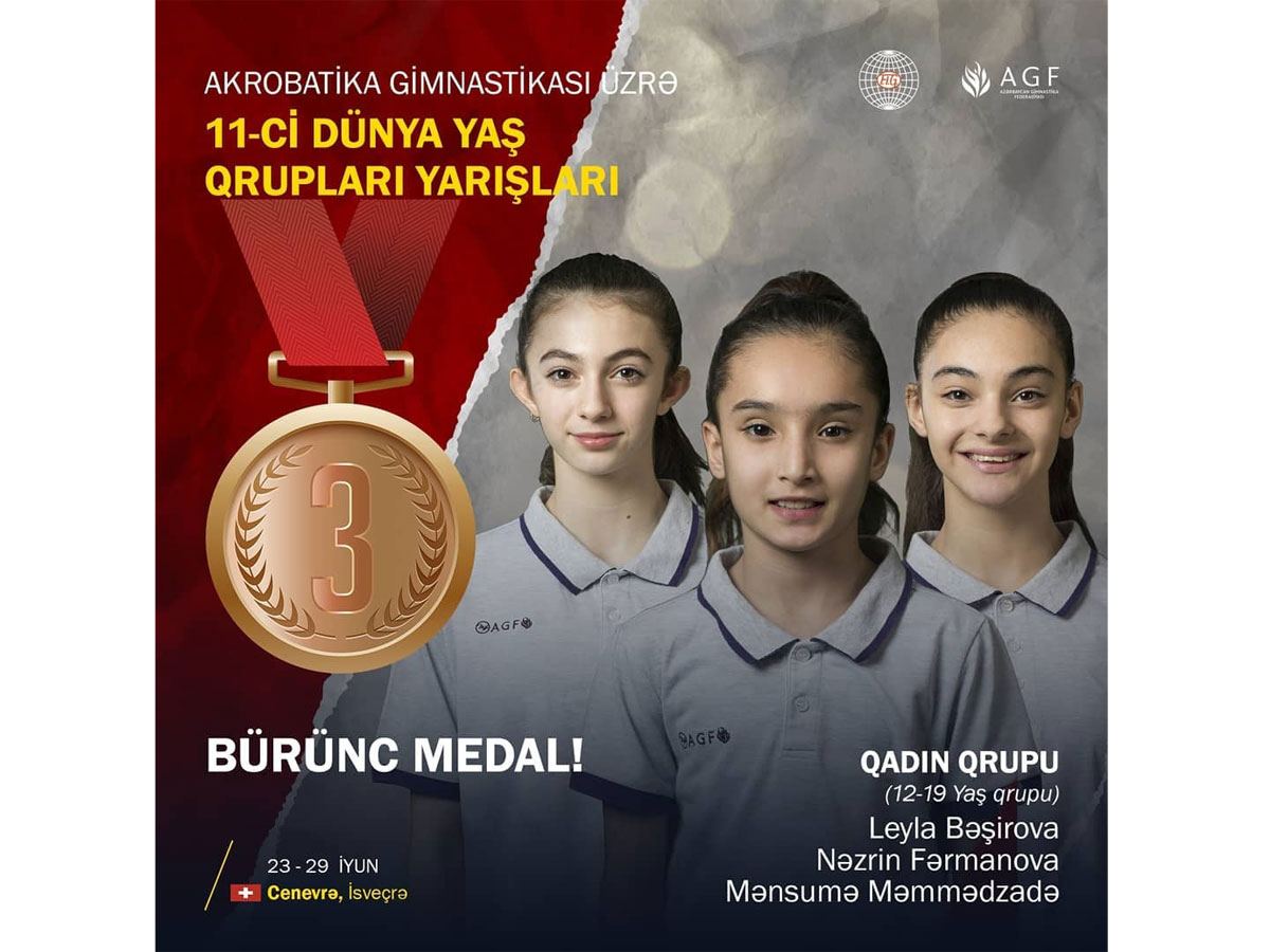 Azərbaycan gimnastları Dünya yaş qrupları yarışlarında bürünc medal qazanıb
