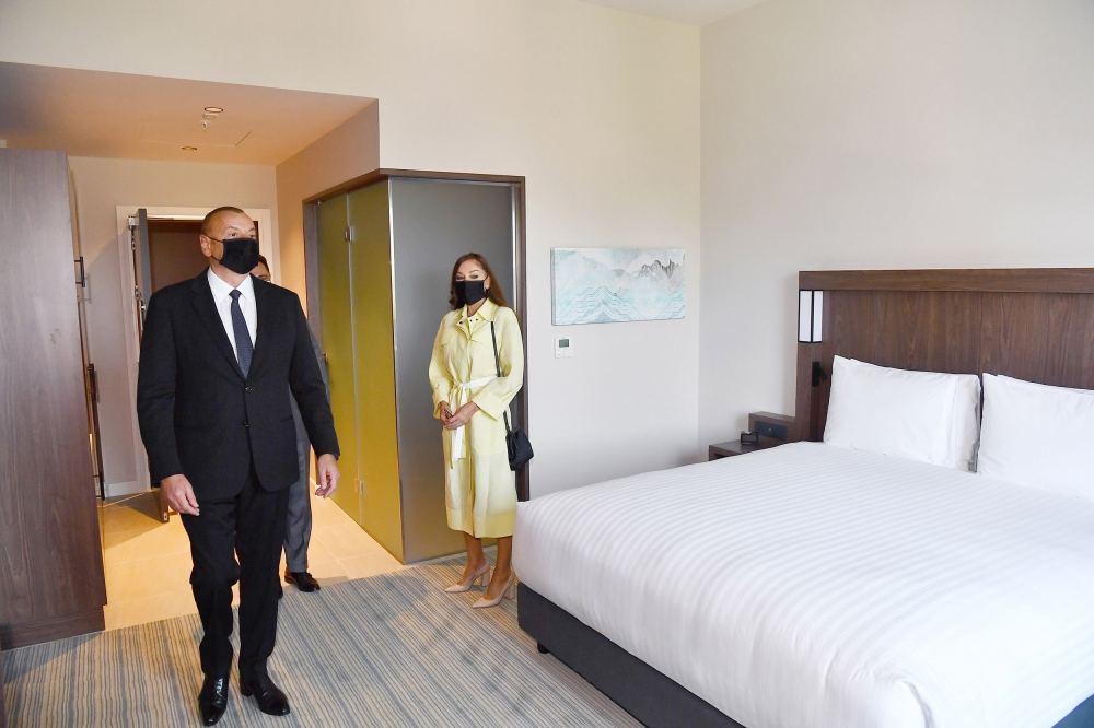 Azerbaijani president, first lady attend opening of Courtyard by Marriott Baku hotel (PHOTO)