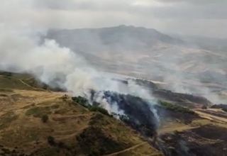 Azerbaijani Emergencies Ministry reports on fire in Fuzuli district (VIDEO)