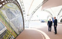 Azerbaijani president lays foundation stone for Alat Free Economic Zone, interviewed by Azerbaijan Television (PHOTO)